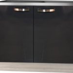 keukenblok 100cm antraciet-zwart glans met rvs aanrechtblad RAI-3329