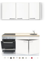 Keukenblok 150 x 60 cm incl. oven + kookplaat + spoelbak en wandkasten RAI-389