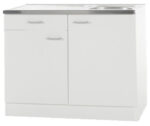 Keukenblok Wit met een la, RVS aanrecht 100 cm x 60 cm SPLSO106-6-42
