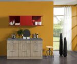 Kitchenette 150 cm met rood gekleurd schuif rek KT153-9-210 - Afbeelding 3
