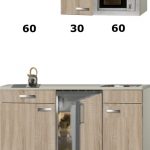 keukenblok Padua houtnerf 150cm met combi magnetron, kookplaat en koelkast RAI-0441