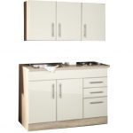 Keukenblok 120 cm x 60 cm Incl. RVS spoelbak + electrische kookplaat + bovenkasten