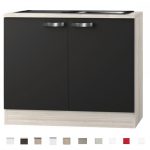 Keukenblok Faro Antraciet met houten aanrechtblad + rvs spoelbak (BxHxD) 100,0x84,8x60,0 cm HRG-0185