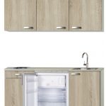 Keukenblok 150 houtnerf incl rvs spoelbak, koelkast en wandkasten RAI-4459