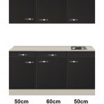 Keukenblok 160 Antraciet met wandkasten incl rvs spoelbak RAI-4493