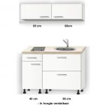 KEUKENBLOK 120 WIT MET KRAMISCH KOOKPLAAT ,RVS SPOELBAK en klap bovenkasten 60cm RAI-360