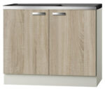Keukenblok Padua licht eiken ruw met rvs aanrecht en spoelbak 100 x 60 cm HRG-10