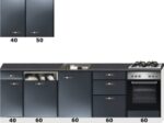 Rechte keuken 280cm antraciet metalic incl vaatwasser, oven en gaskookplaat RAI-089
