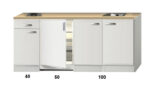 Kitchenette 190cm Wit Hoogglans incl. de koelkast HRF-4600