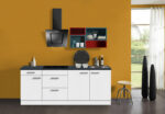 Keuken Lagos 210 cm wit hoogglans Incl. Inbouwapparatuur OPTI-126 - Afbeelding 2
