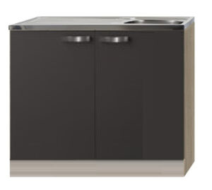 Keukenblok Faro Antraciet met RVS aanrecht en spoelbak (BxHxD) 100,0x84,8x60,0 cm SPL106-9-86