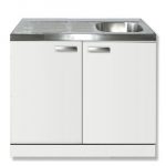 Keukenblok Lagos Wit Hoog Glans met rvs aanrecht Wit (BxDxH) 100 x 60 x 84,8 cm SPL106-9-886