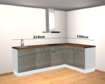 hoek keuken 210 x 150 incl afzuigkap en kookplaat RAI-446