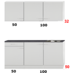 Keukenblok 150 cm x 50 cm + spoelbak RAI-0010