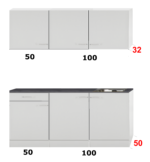 Keukenblok 150 cm x 50 cm + spoelbak RAI-0010